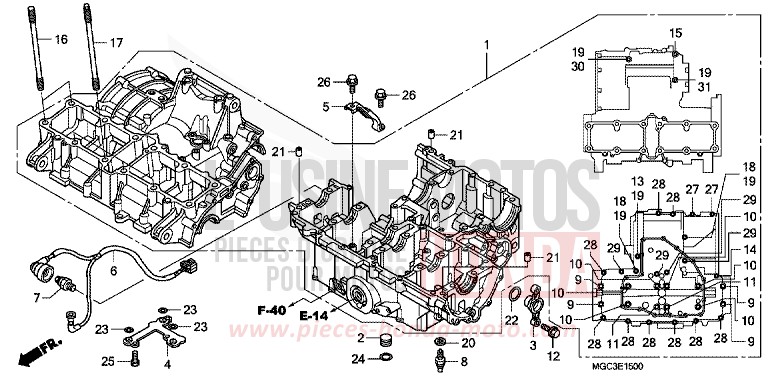 CRANKCASE for CB1100 ABS CANDY GLORY RED-U (R101) from 2013